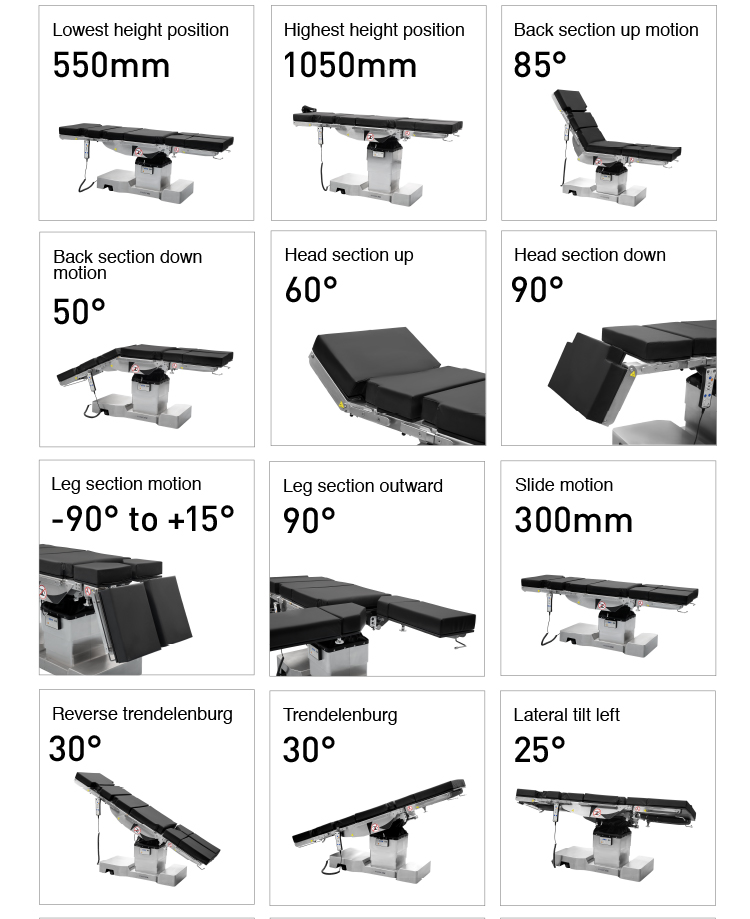 YA-08EH Adjustable Electro Hydraulic Operating Table