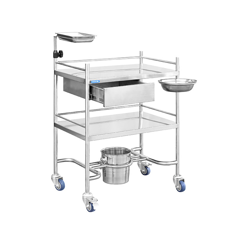 MK-S03B Stainless Steel Dressing Trolley With Bucket Bowl