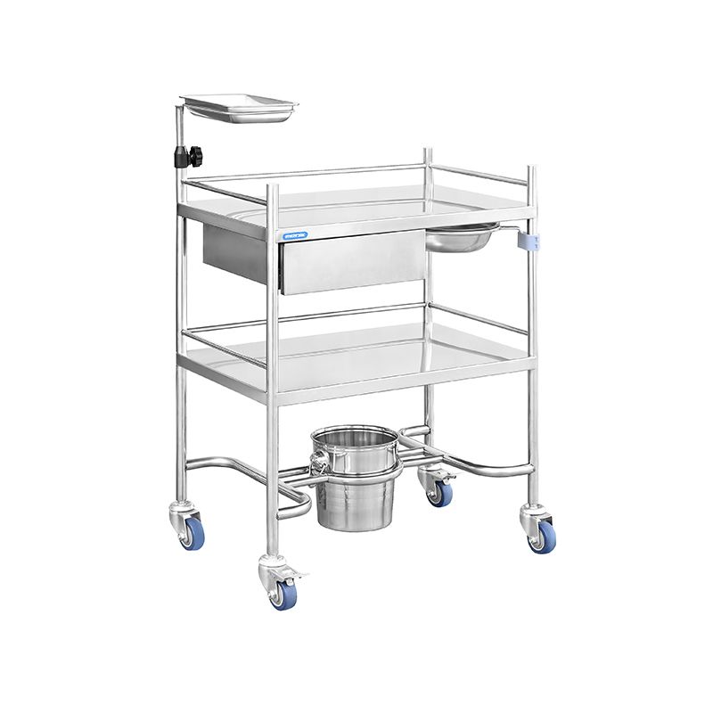 MK-S03B Stainless Steel Dressing Trolley With Bucket Bowl